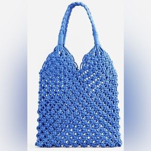 J.Crew Cadiz Hand Knotted Rope Tote in Brilliant Ocean